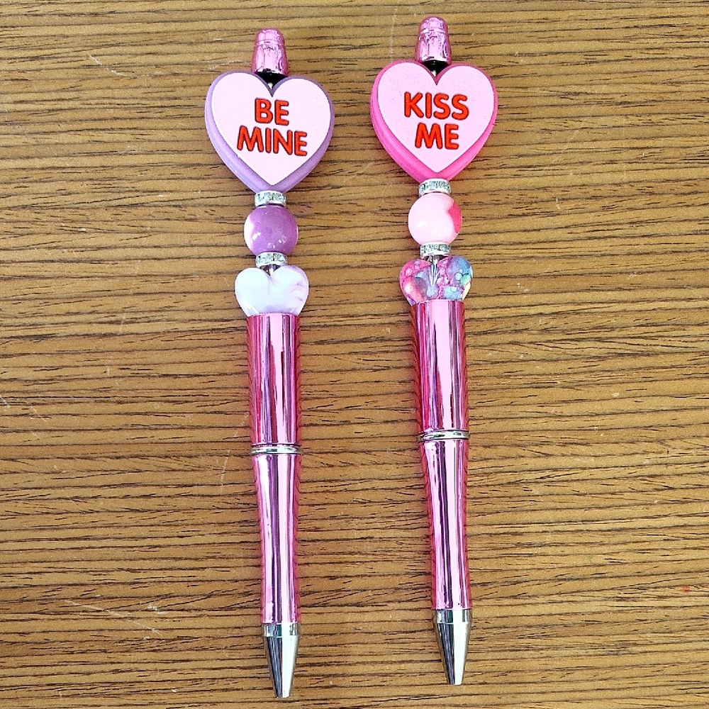 Pink Heart Valentine Pen Set Of 2
